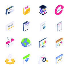 Trendy News Isometric Icons