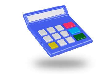 Flat Calculator Illustration With Shadow. Calculator on white background. 3d rendering