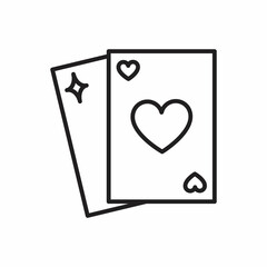 Pair of playing cards icon. minimal poker or blackjack symbol or logo element in thin line style