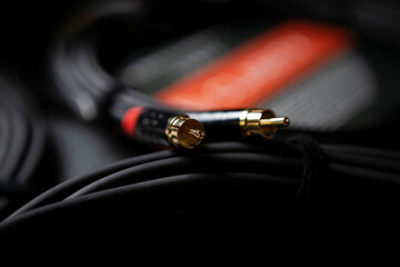 Hi fi audio cables for sound recording studio. Connect musical equipment with high quality wires