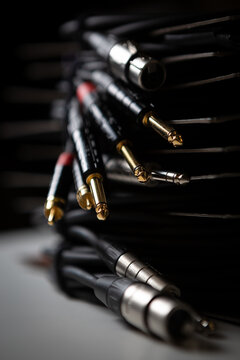 Professional audio cable for sound recording studio. Hi fi cables for musical equipment. Curated collection of royalty free music images and photos for poster design template