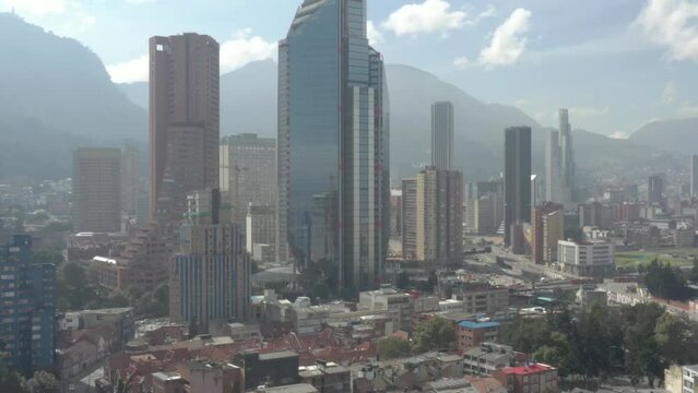 Bogotá city, drone flight. Buildings
