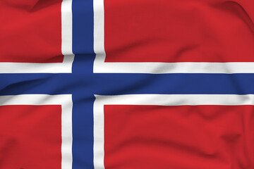 Norway national flag, folds and hard shadows on the canvas