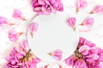 Sophisticated pink acacia flowers background