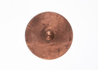 ancient copper shield isolated on white background