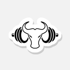 Bull gym sticker icon sign for mobile concept and web design