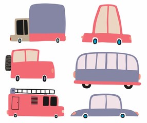 Set of cute car . vector illustration