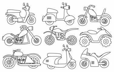Set of cute motorcycle