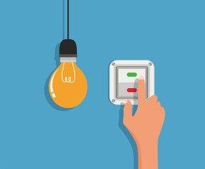 Flat Light Bulbs Turned on and Turned Off with Light Switches on