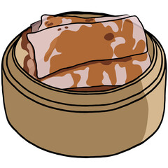 Dim Sum,Steamed Rice Noodles,healthy food,creative with illustration in flat design.