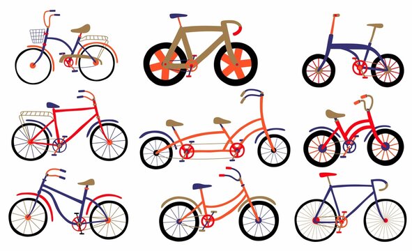 Set of cute bicycle . vector illustration