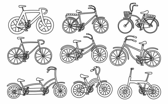 Set of cute bicycle . vector illustration