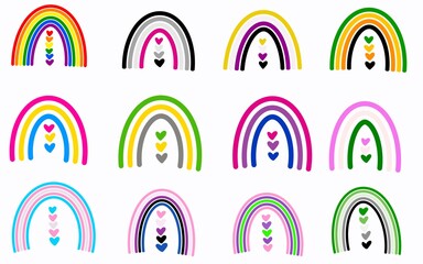 Set LGBT rainbow flags for stickers and cards and gifts and hobbies and pride month