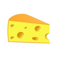 Piece of cheese isolated on a white background