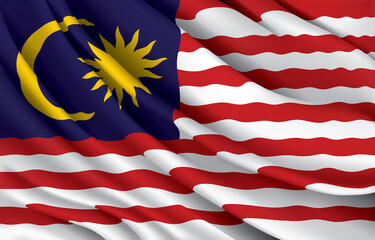 malaysia national flag waving realistic vector illustration