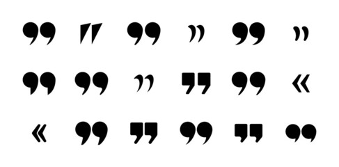 Quote mark icon set. Text quotes. Vector line icon for Business and Advertising