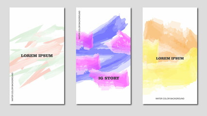 Modern Covers Template Design. Instagram Story Template. Water colors. Set of Trendy Abstract Gradient shapes for Presentation, Magazines, Flyers, Annual Reports, Posters and Business Cards. 