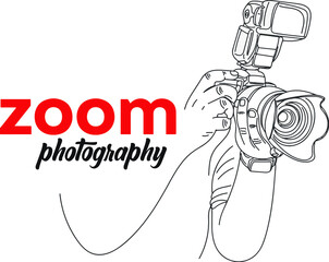 Photography logo, Photography camera vector, sketch drawing of hand holding polaroid camera, silhouette of still camera