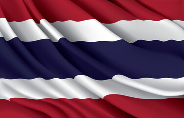 thailand national flag waving realistic vector illustration