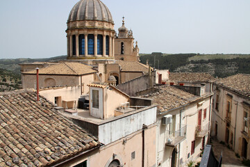 houses and st george cathedral in ragusa in sicily (italy) 