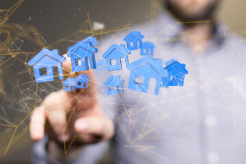 home choice Big data and artificial intelligence concept. Machine learning and cyber mind domination