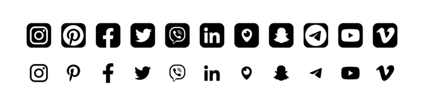 Social media app icon set. Instagram Facebook Youtube Twitter. Vector. Ukraine, Zaporizhzhia - March, 24