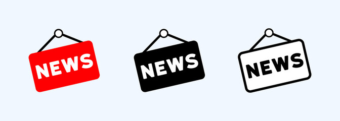 News icon set. Signboard set. Company information. Vector line icon for Business and Advertising