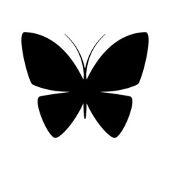 Butterfly black icon. Isolated vector element on white background. Best for seamless patterns, print, web, mobile apps logo creating and branding design.
