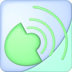 Volumetric glossy blue Satelite Dish icon isolated on white background