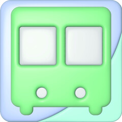 3d render illustration of transport. Bus icon vector illustration.Isometric vector city bus and bus stop.