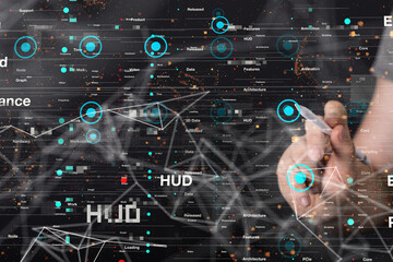 Neural network 3D illustration. Big data and cybersecurity