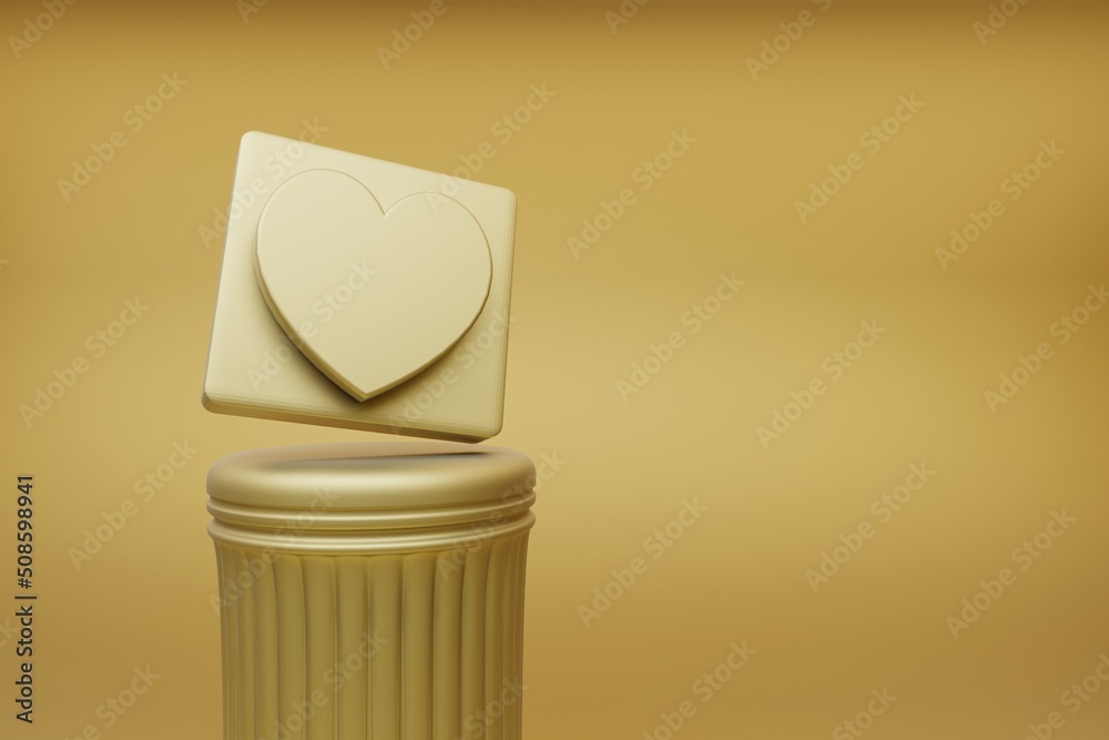 Aufkleber beautiful abstract illustrations golden heart symbol icons on a golden column and wonderful backgrou