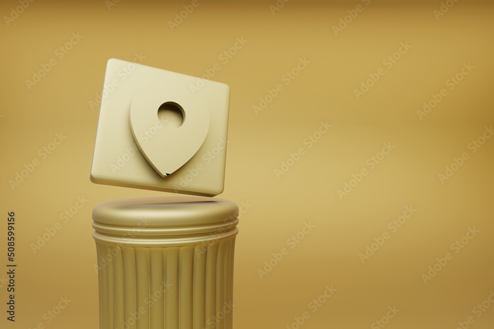 Aufkleber Beautiful abstract illustrations golden Location symbol icons on a golden column and wonderful background. 3d rendering illustration. Background pattern for design.