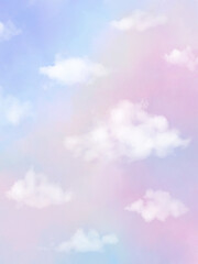 watercolor background with pastel colored sky and clouds for banners, cards, flyers, social media wallpapers, etc.