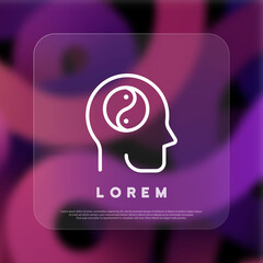 Head icon. Brainstorm process. Business concept. Glassmorphism style. Vector line icon for Business and Advertising