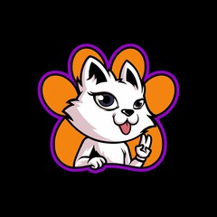 Cat pretty mascot esports logo vector