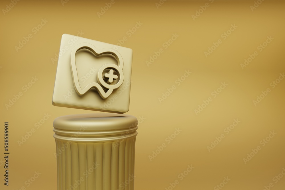 Aufkleber Beautiful abstract illustrations golden Odontology symbol icons on a golden column and wonderful background. 3d rendering illustration. Background pattern for design.