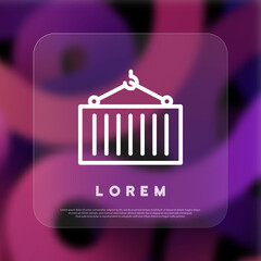 Container delivery icon. Cargo shipping icon. Maritime transport. Glassmorphism style. Vector line icon for Business and Advertising