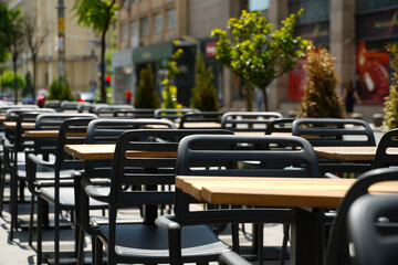 empty terrace without customers. detail.
