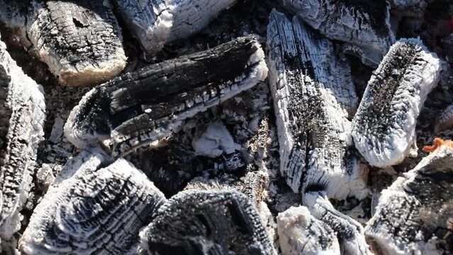 Burnt coals in the grill