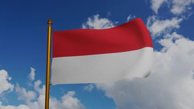 National flag of Monaco waving 3D Render