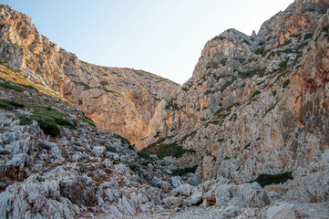 Rocks in the bay of Katholiko beach, Crete island, Greece.