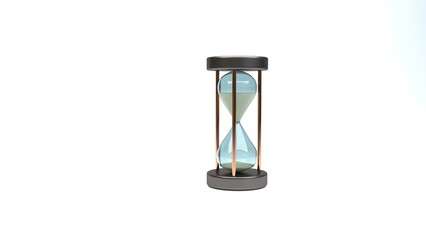 3d rendering - glass hourglass on white background