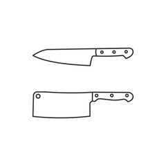 Kitchen knife and butcher knife icon with outline style