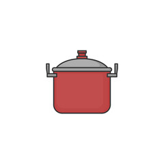 Cartoon Steel cooking pot icon on white background