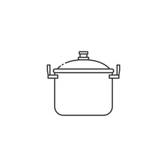 Steel cooking pot icon with outline style