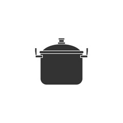 Steel cooking pot icon with silhouette style