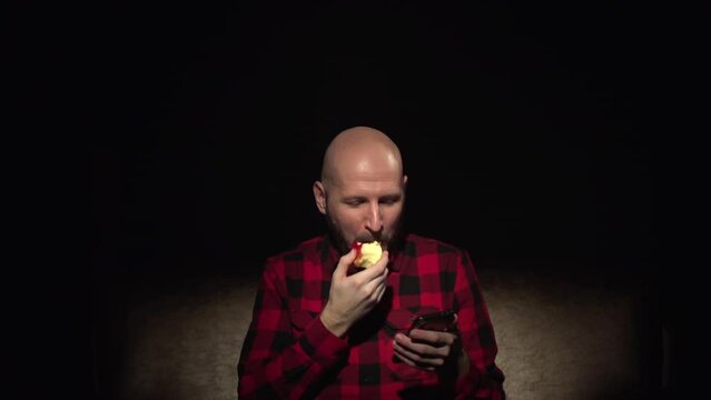 White caucasian young bald handsome hipster man with