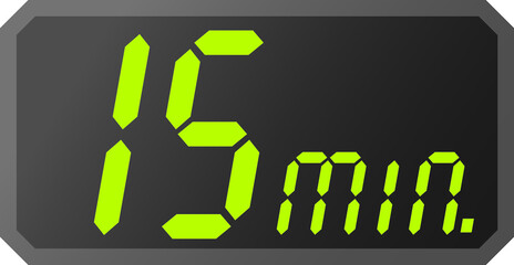 Simple 15 minutes digital timer clock icon 