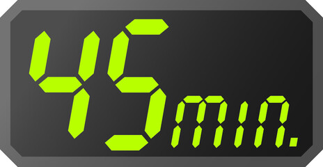 Simple 45 minutes digital timer clock icon 